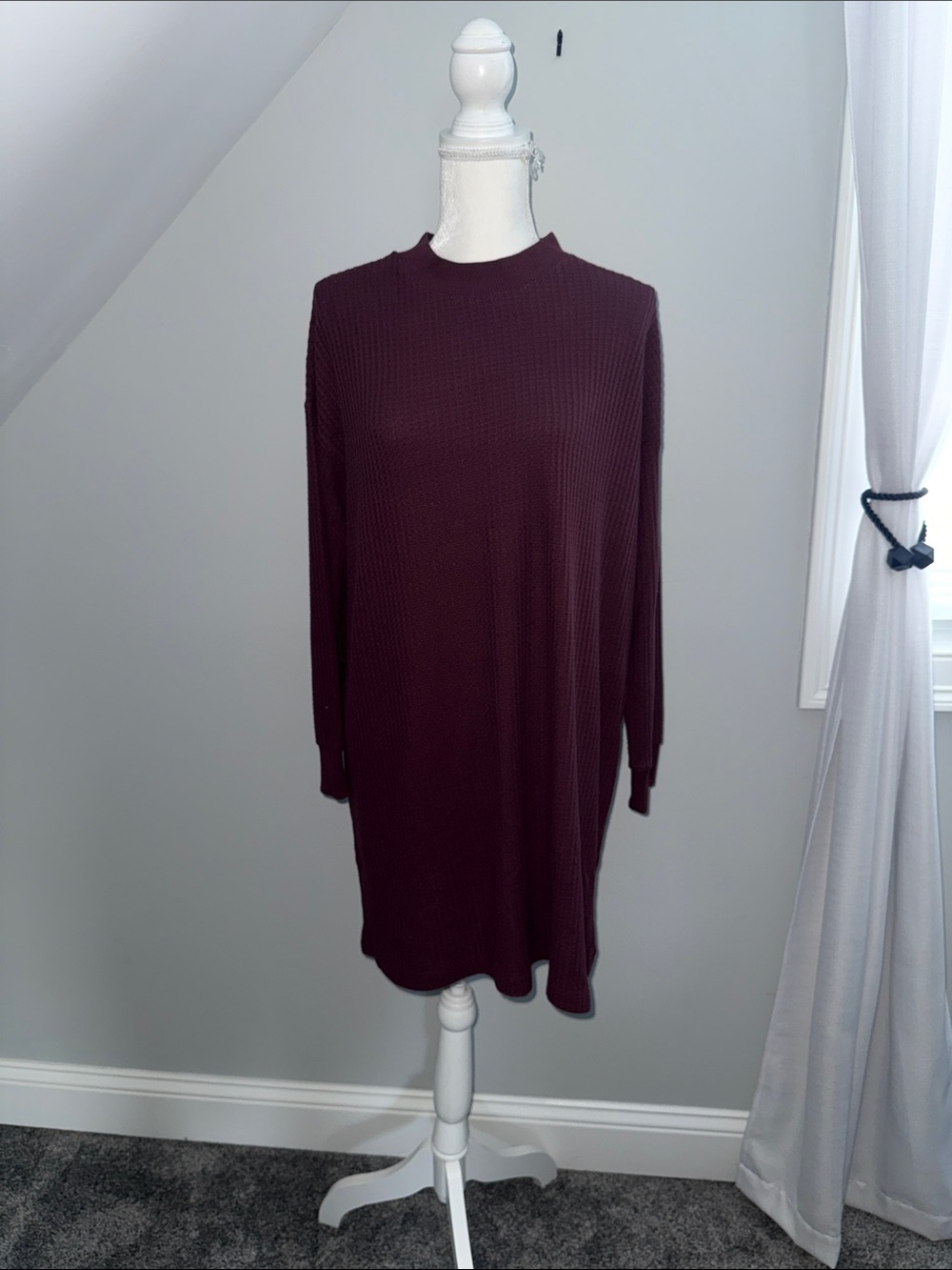 American Eagle Outfitters Crewneck Tunic Sweater Dress - Maroon